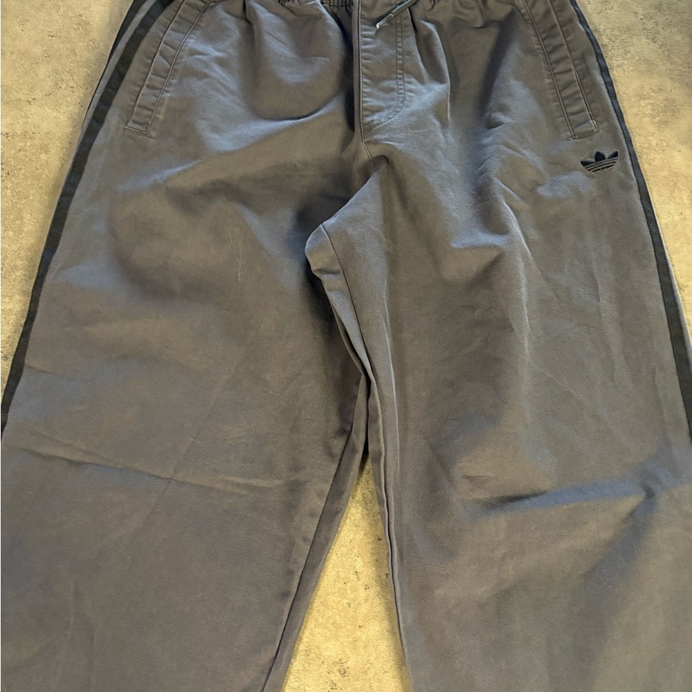 Adidas Men's Gray Joggers with Black Accents